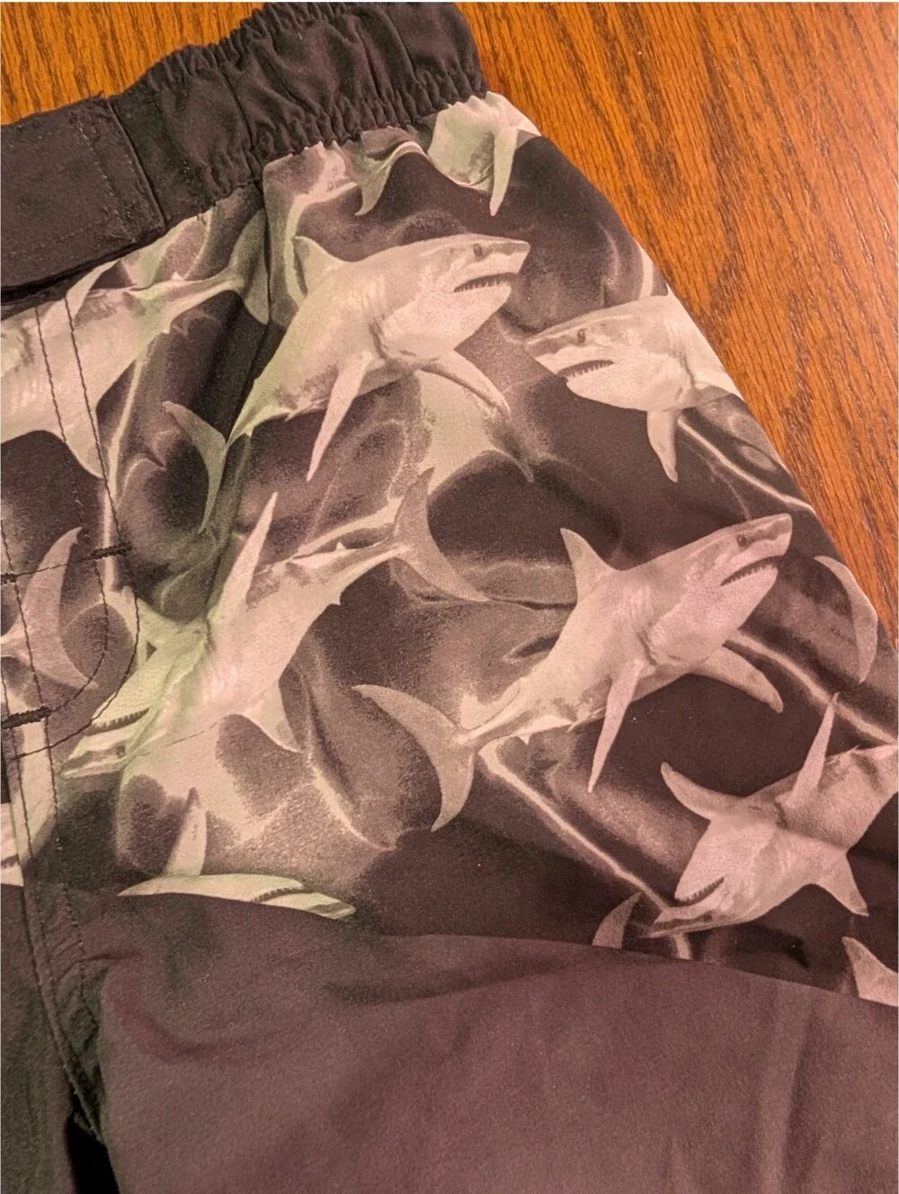 Wonder Nation Boys Shark Print Ombre Swim Trunks